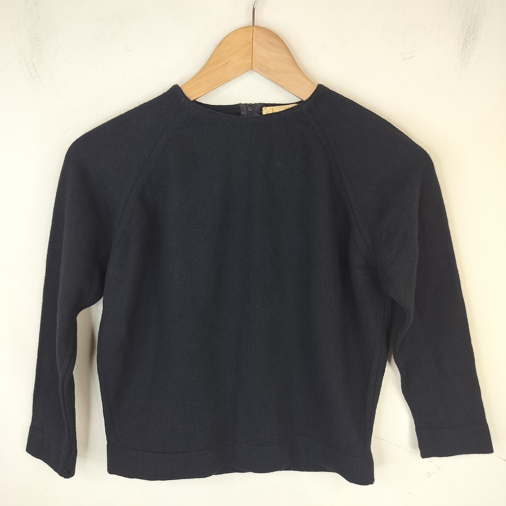 Vtg Dalton James Kenrob Wool Sweater Womens Small Cropped Back Zip Classic 60s